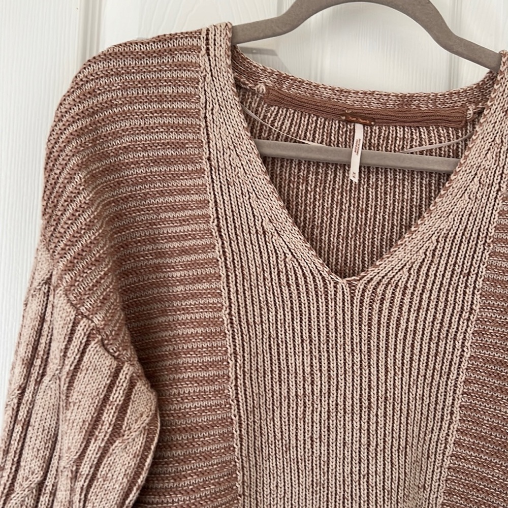 Chunky Cropped brown knit sweater - Free People